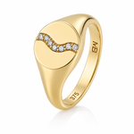 9ct Yellow Gold Diamond Wave Signet Ring