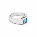 Gents White Gold & Aquamarine Ring