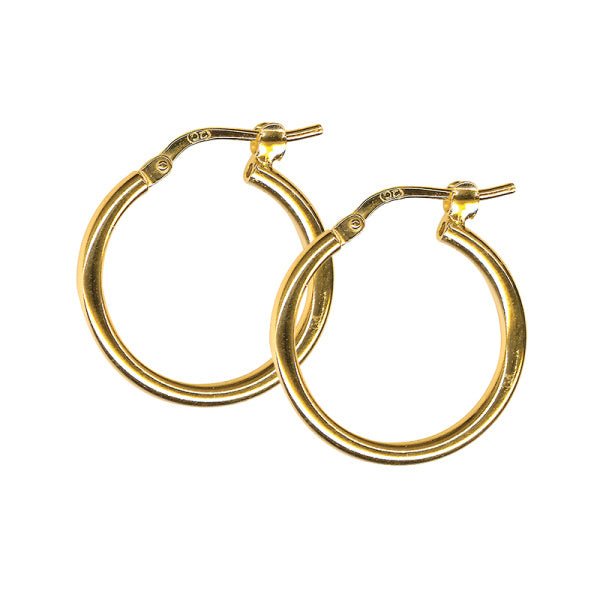 15mm Plain Gold Hoop Earrings - Markbridge Jewellers