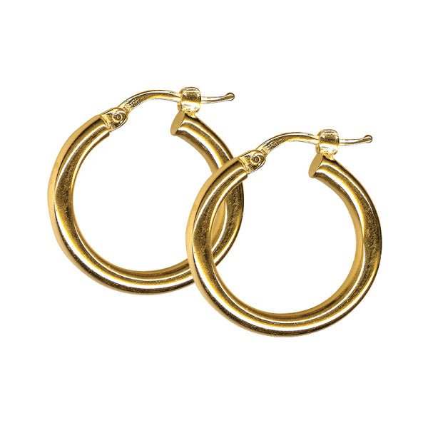 15mm Thick Plain Gold Hoop Earrings - Markbridge Jewellers