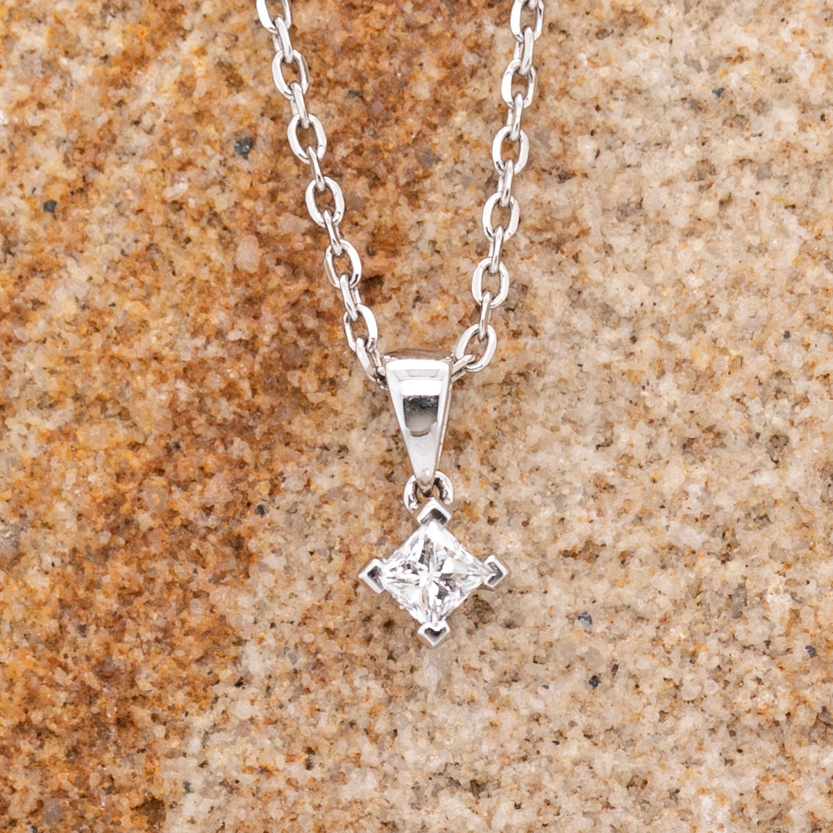 18ct White Gold 0.33ct Solitaire Diamond Pendant - Markbridge Jewellers