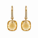 Cushion Cut Citrine & Diamond Earrings