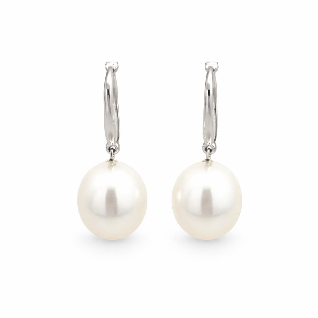 18ct White Gold Pearl Drop Earrings