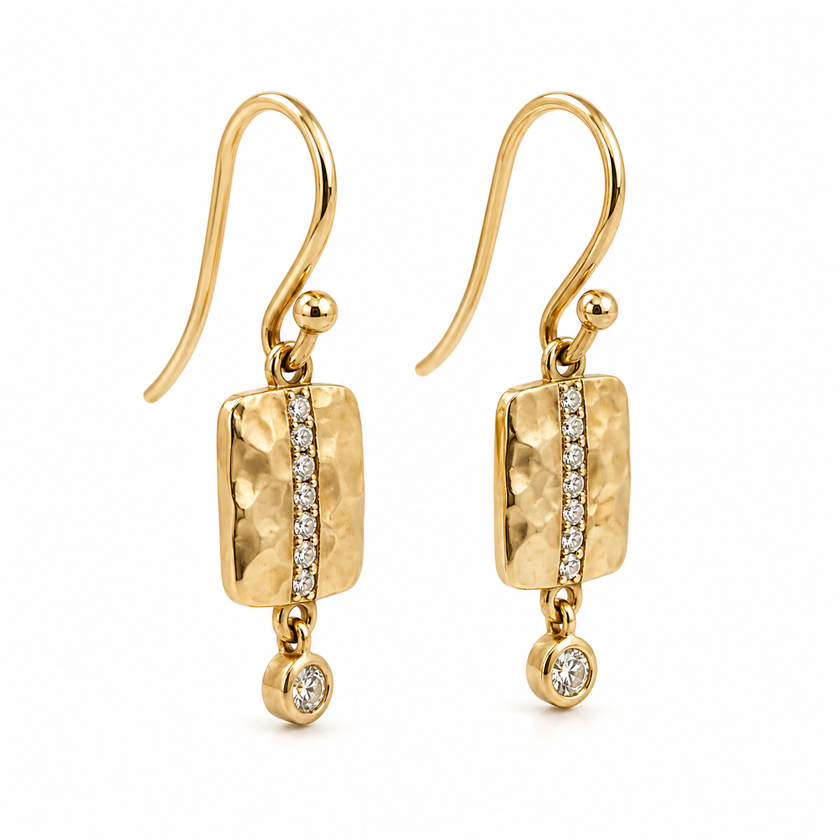 Yellow Gold & Diamond ‘Isabella’ Rectangle Drop Earrings