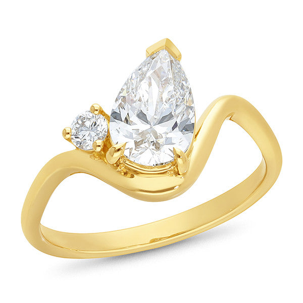 18ct Yellow Gold Pear & Brilliant Two Diamond Engagement Ring