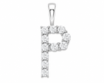 9ct White Gold 0.13ct Initial Diamond Pendants