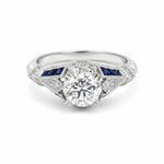 Sapphire Diamond & Cubic Zirconia 'Art Deco' Ring