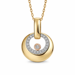 9ct Gold Pink & White Diamond Oval Pendant
