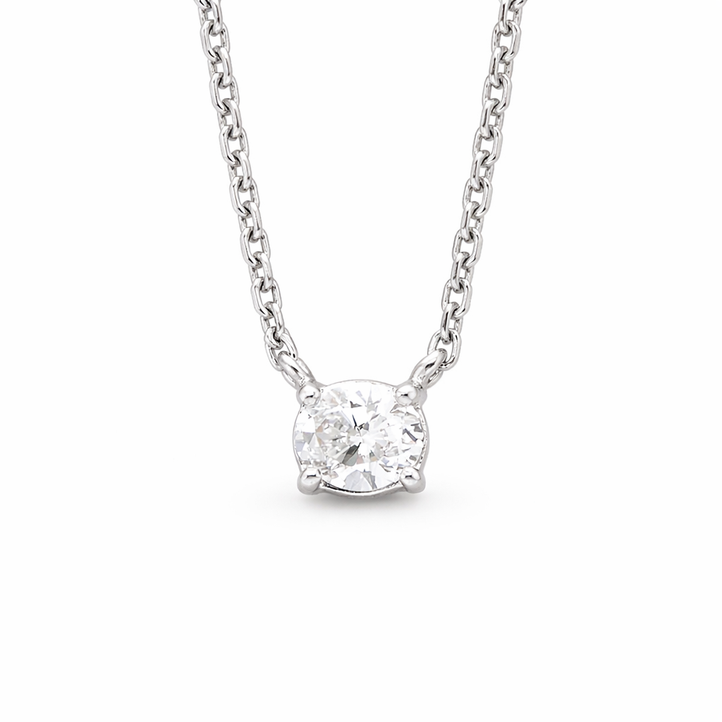 9ct White Gold Lab Grown Oval Diamond Necklace