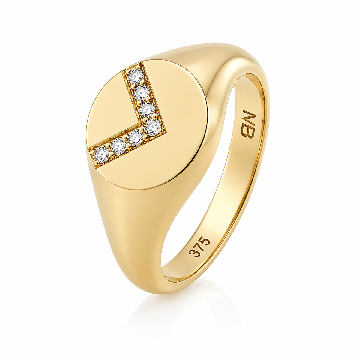 9ct Yellow Gold Diamond Arrow Signet Ring