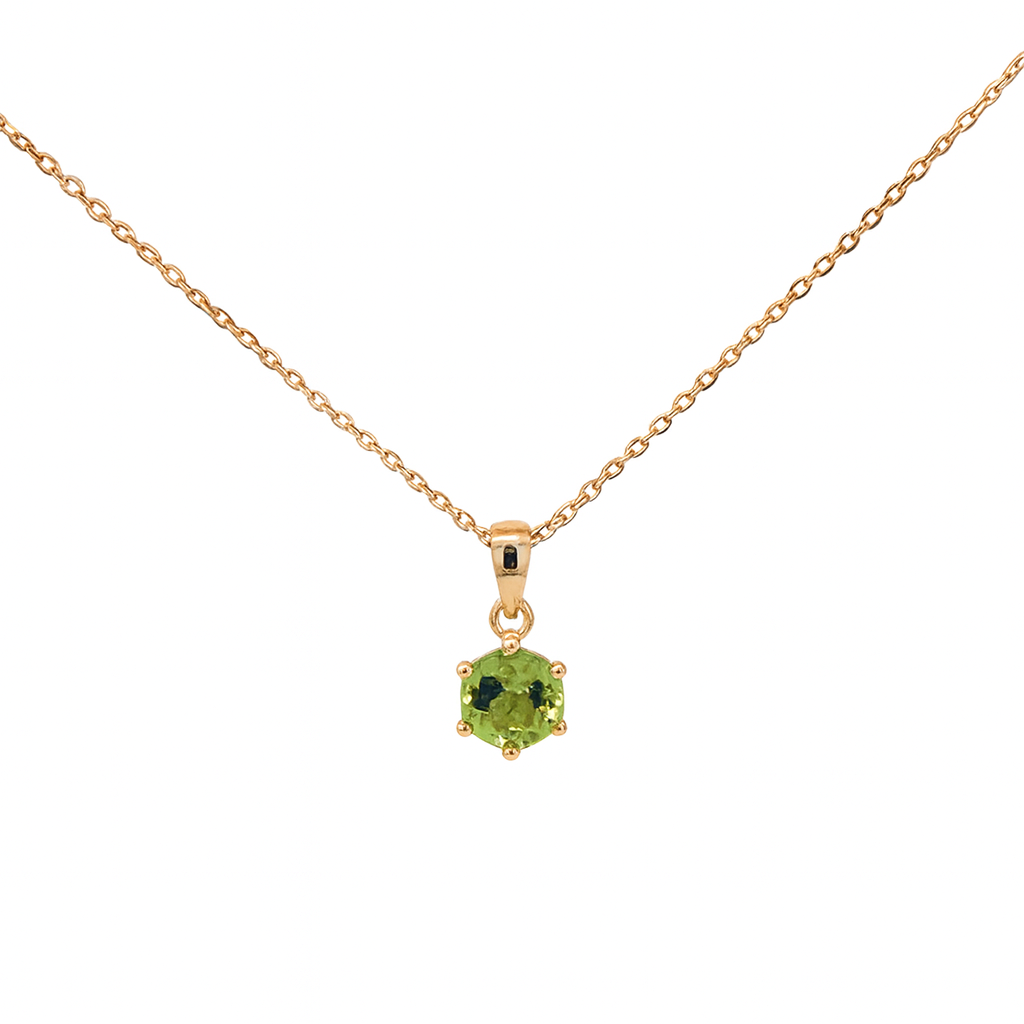 9ct Yellow Gold Peridot 6 Claw Pendant