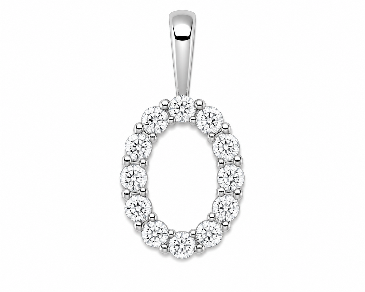 9ct White Gold 0.13ct Initial Diamond Pendants
