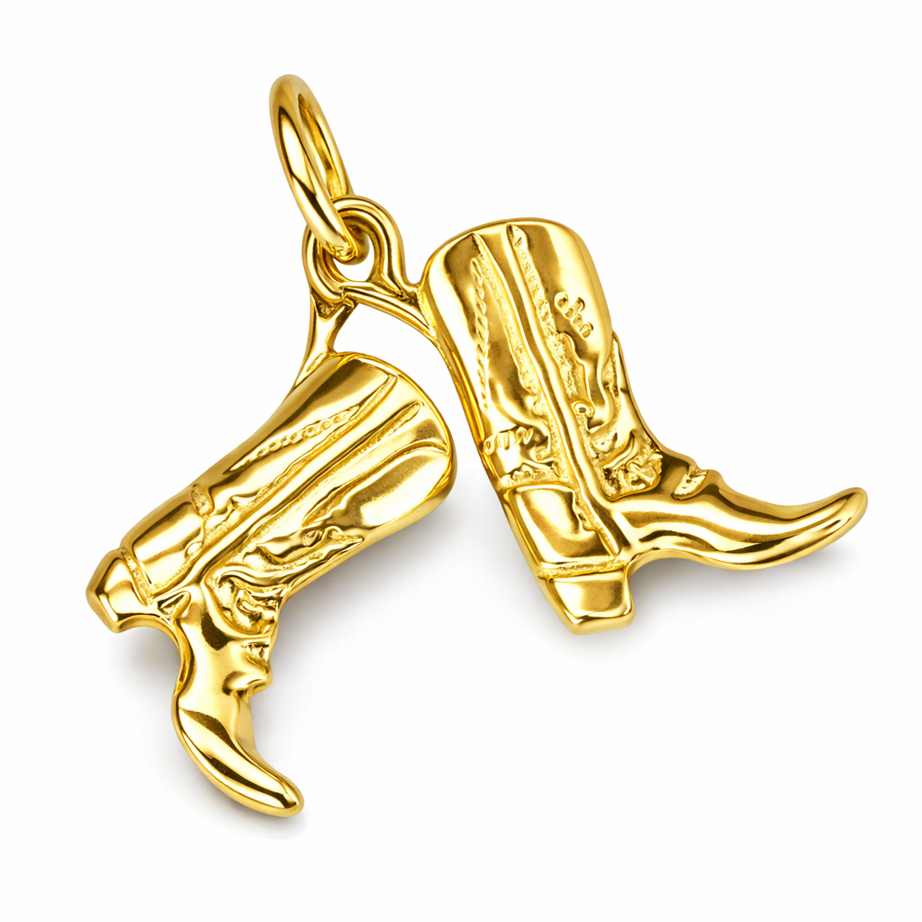 9ct Yellow Gold Cowboy Boots Charm