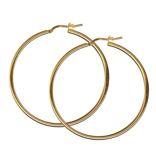 40mm Plain Gold Hoop Earrings - Markbridge Jewellers