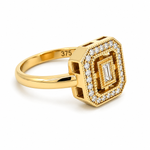 9ct Yellow Gold & Diamond ‘Art Deco’ Ring