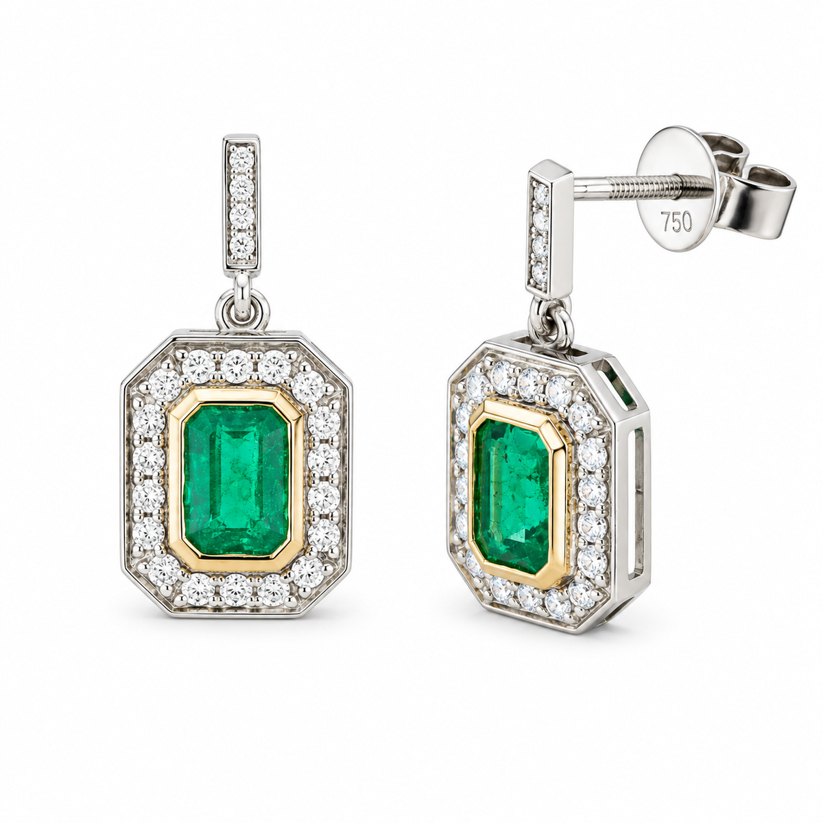 Emerald & Diamond ‘Art Deco’ Earrings