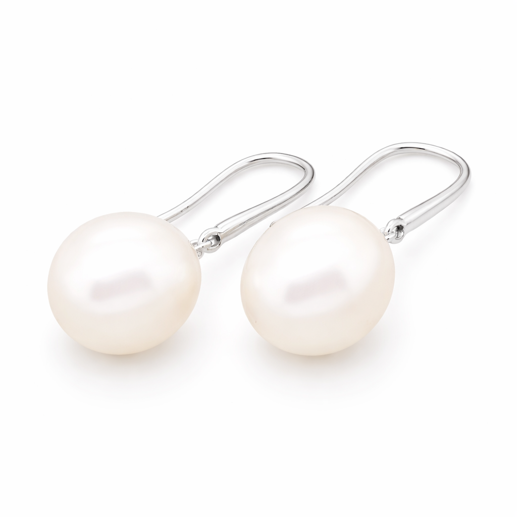 18ct White Gold Pearl Drop Earrings