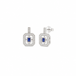 Blue Sapphire & Diamond ‘Art Deco’ Earrings