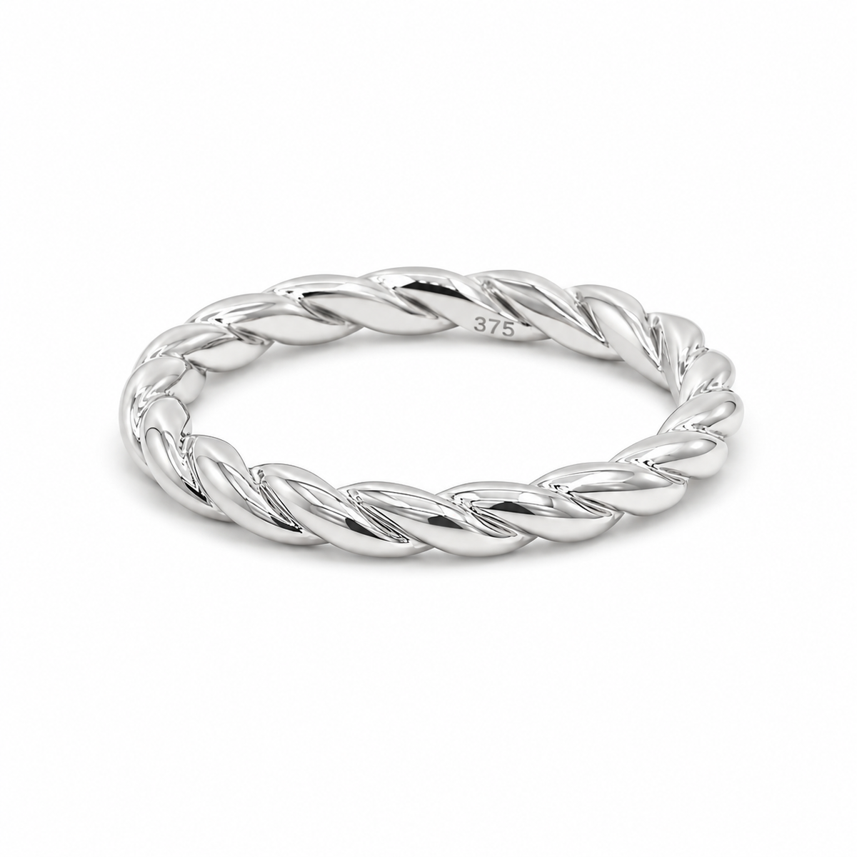 9ct White Gold Twist Dress Band