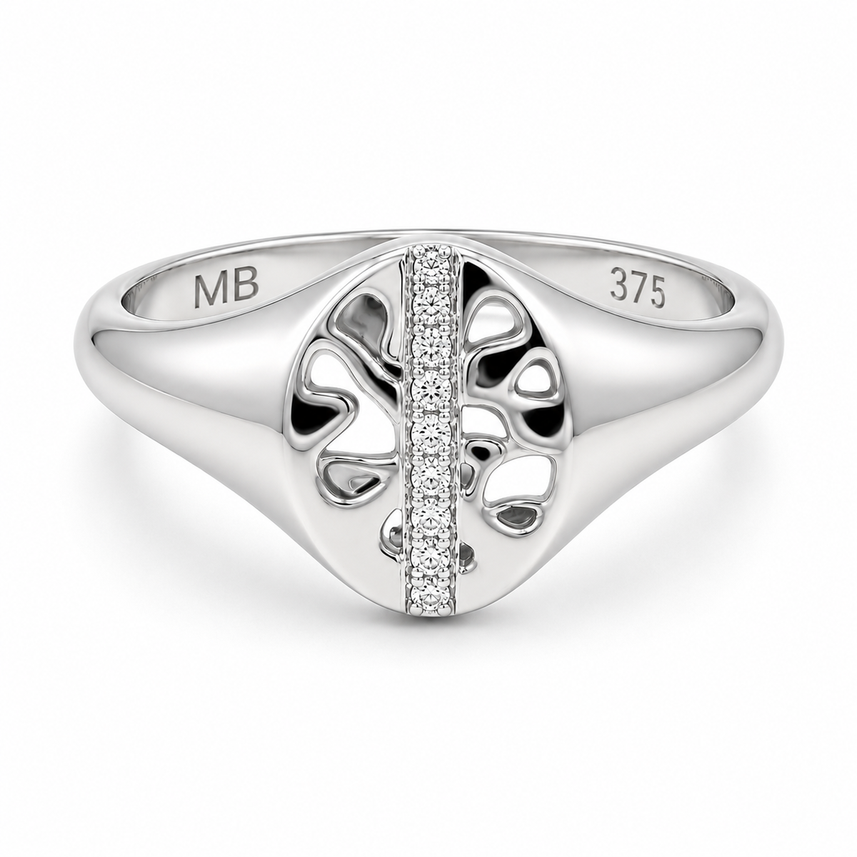 9ct White Gold & Diamond ‘Isabella’ Oval Signet Ring