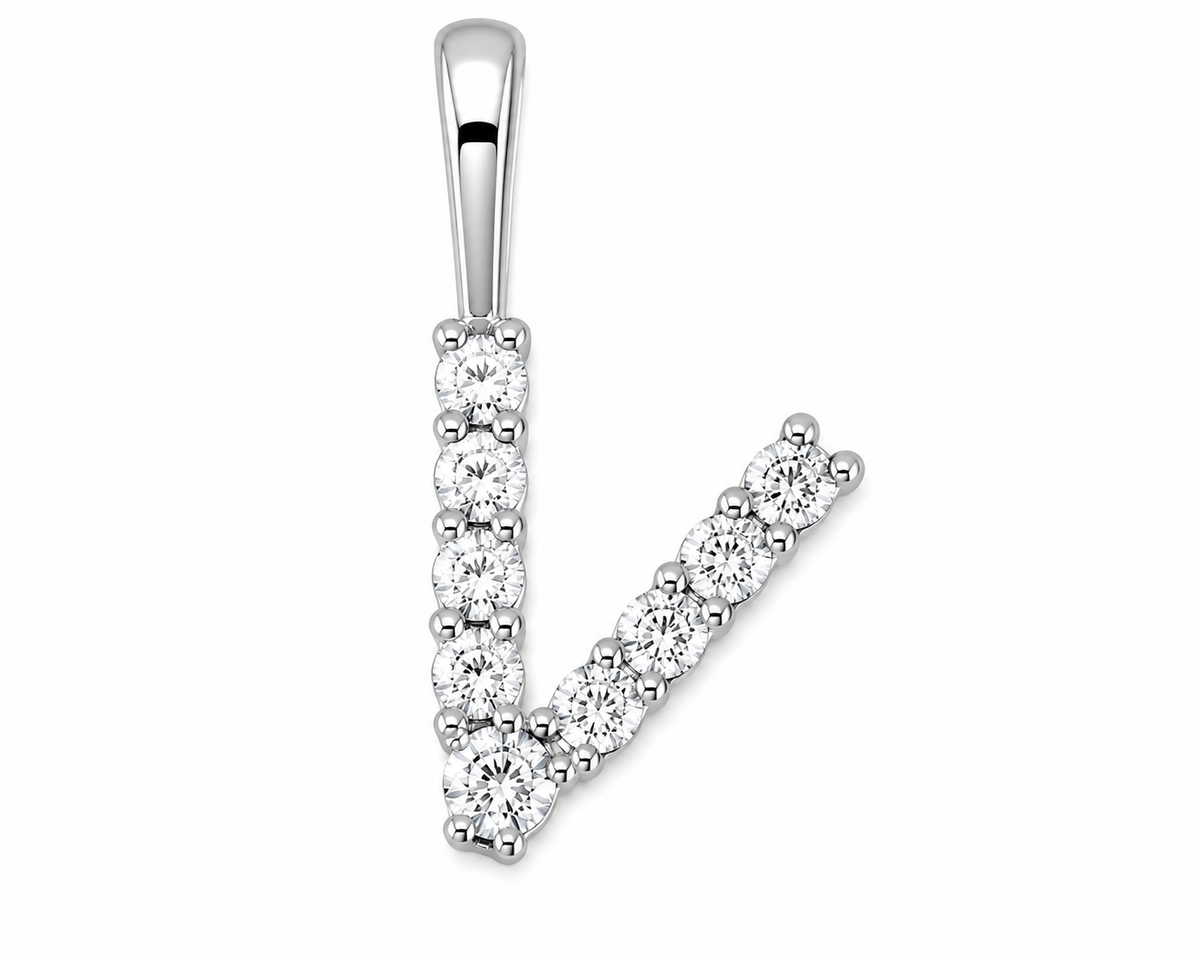 9ct White Gold 0.13ct Initial Diamond Pendants
