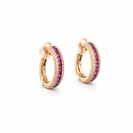 18ct Yellow Gold Ruby and Diamond Huggies