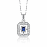 9ct White Gold Blue Sapphire & Diamond ‘Art Deco’ Necklace