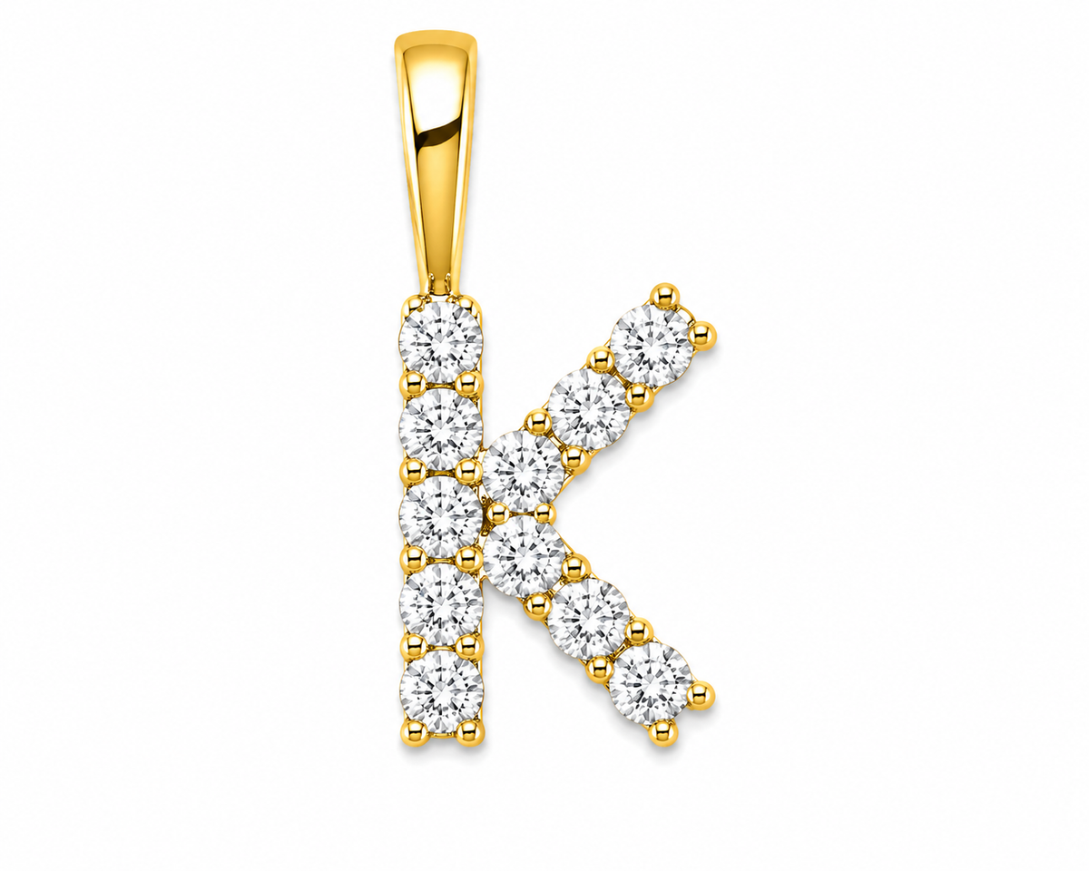 9ct Yellow Gold 0.13ct Initial Pendants