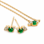 9ct Yellow Gold Emerald & Diamond Stud Earrings