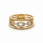 18ct Yellow Gold Diamond Triple Band Ring