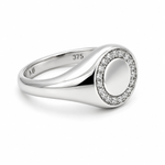 9ct White Gold Diamond Circle Signet Ring
