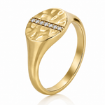 Yellow Gold & Diamond ‘Isabella’ Round Signet Ring