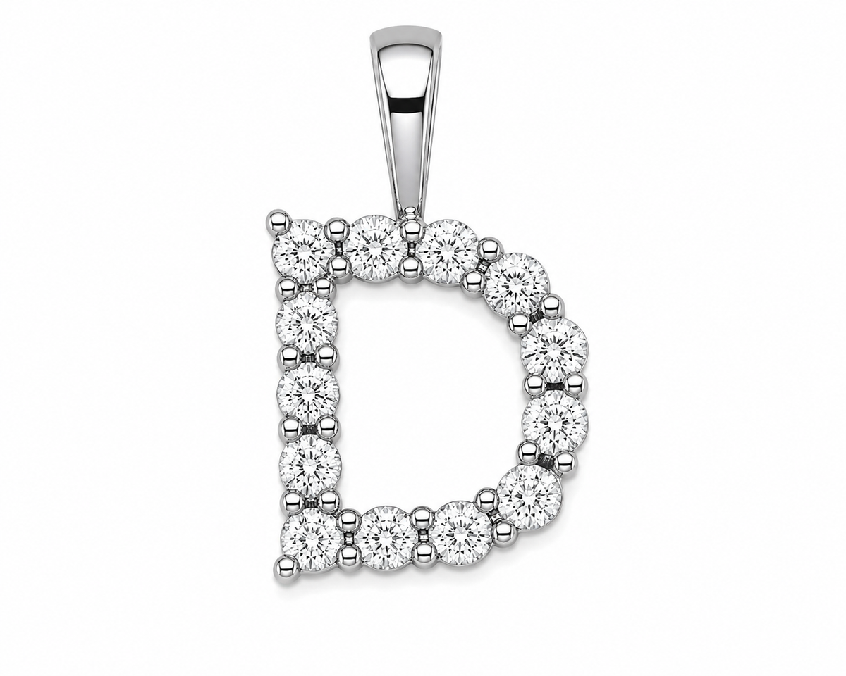 9ct White Gold 0.13ct Initial Diamond Pendants