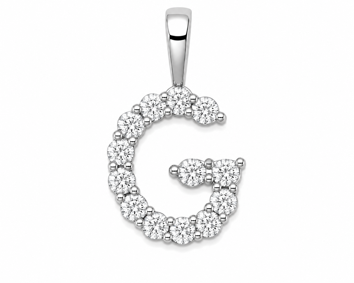 9ct White Gold 0.13ct Initial Diamond Pendants
