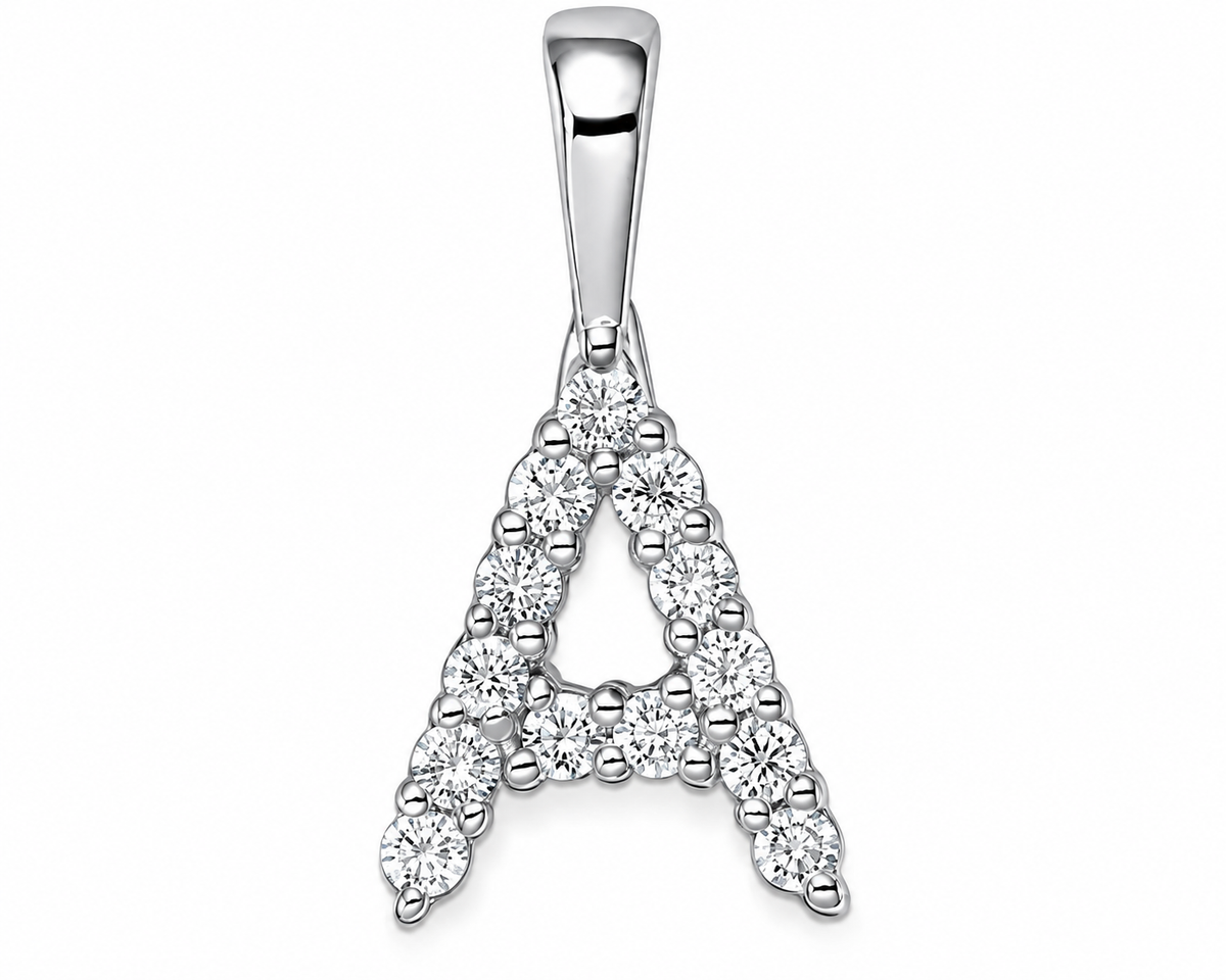 9ct White Gold 0.13ct Initial Diamond Pendants