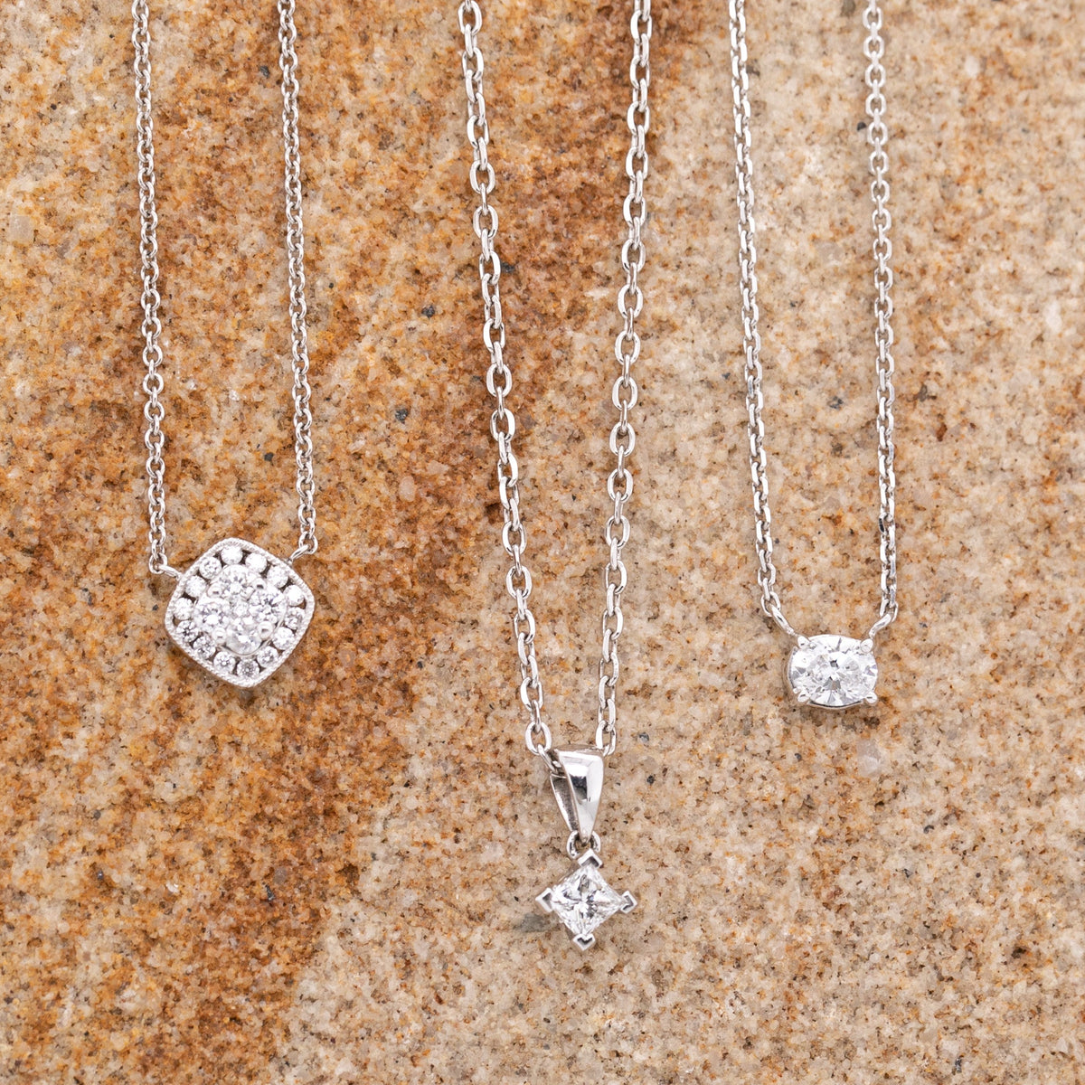 9ct White Gold Lab Grown Oval Diamond Necklace - Markbridge Jewellers