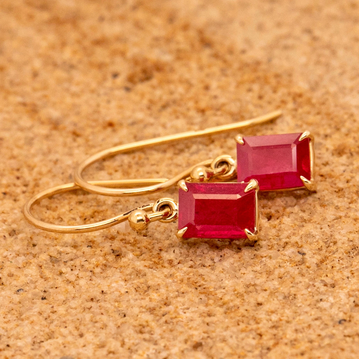 9ct Yellow Gold Ruby Drop Earrings - Markbridge Jewellers