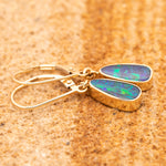 9ct Yellow Gold Teardrop Opal Doublet Drop Earrings - Markbridge Jewellers