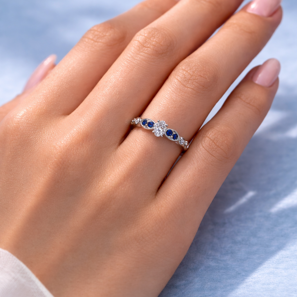 Lab Grown Diamond & Sapphire Dress Ring