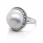 Vintage 18ct White Gold Mabe Pearl Cocktail Ring