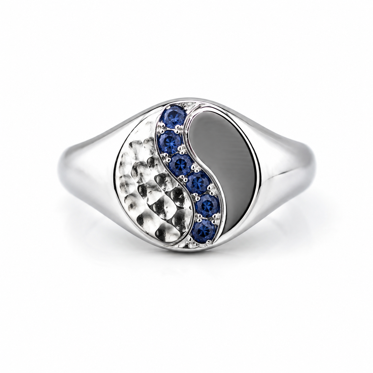 Bays Collection Sterling Silver and Blue Sapphire Wave Ring