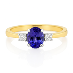 Natural Tanzanite & Diamond Trilogy Ring