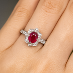 18ct White Gold Natural Ruby & Diamond Dress Ring