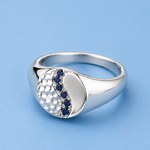 Bays Collection Sterling Silver and Blue Sapphire Wave Ring