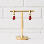 18ct Yellow Gold Natural Ruby Drop Stud Earrings