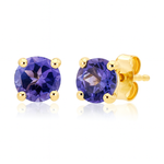9k Yellow Gold Tanzanite Solitaire Stud Earrings