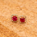 18ct Yellow Gold Ruby & Diamond Stud Earrings