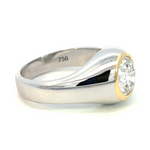 Two Tone Round Brilliant Cut Diamond Signet Ring