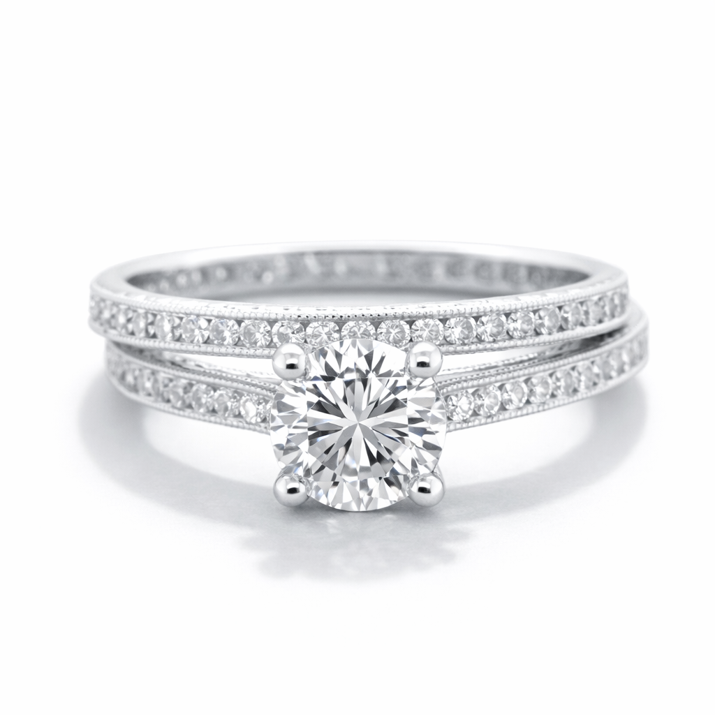 Diamond & Cubic Zirconia Engagement Ring Set