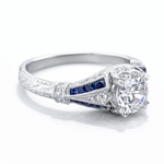 Sapphire Diamond & Cubic Zirconia 'Art Deco' Ring